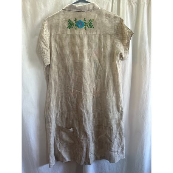 Sister Mary Embroidered Linen Shirt Dress Women’s Small - Picture 2 of 7